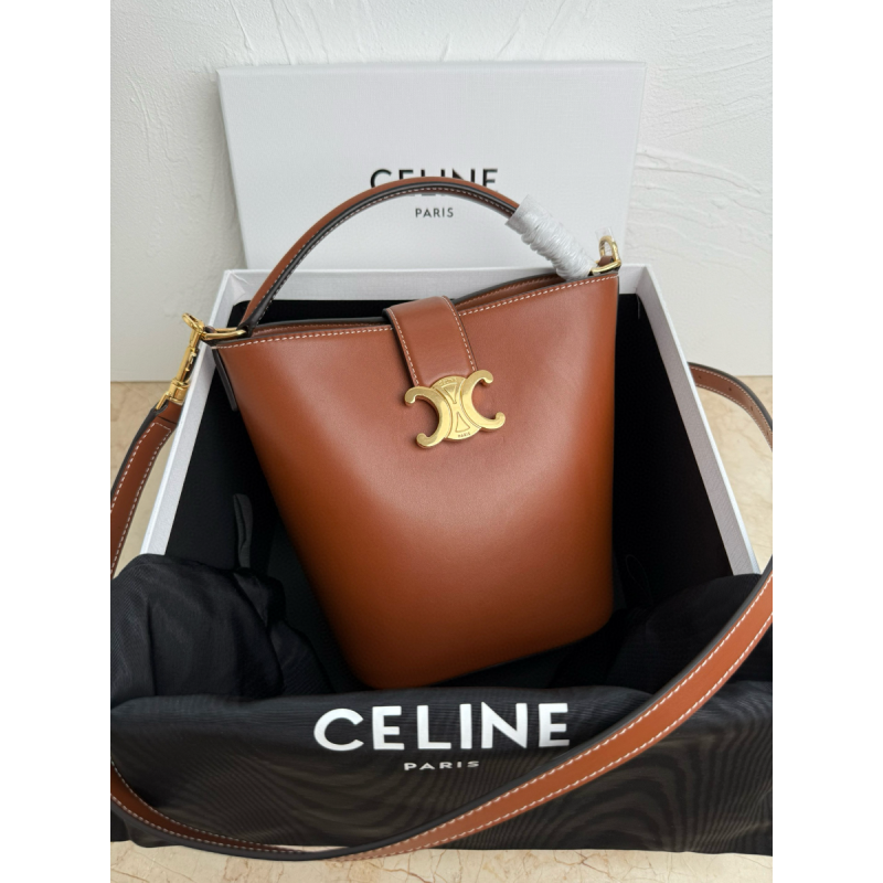 Celine Louis Small Bucket Louise in Smooth Calfskin-Tan
