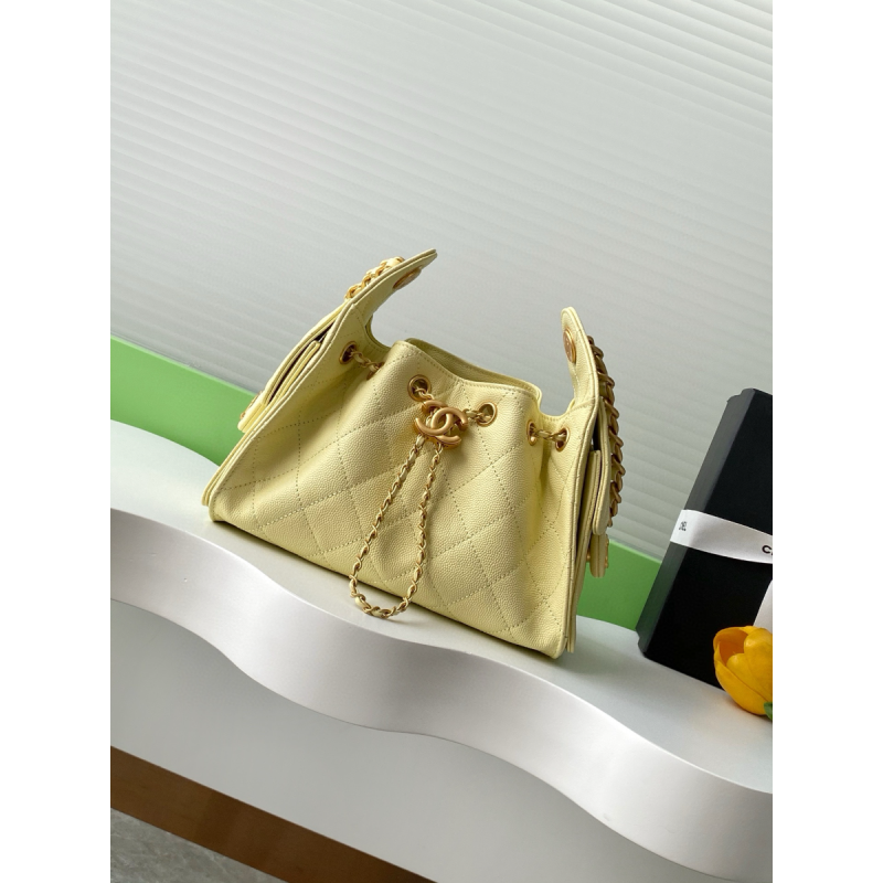 Chanel 25 Mini Bag in Grained Calfskin-Yellow