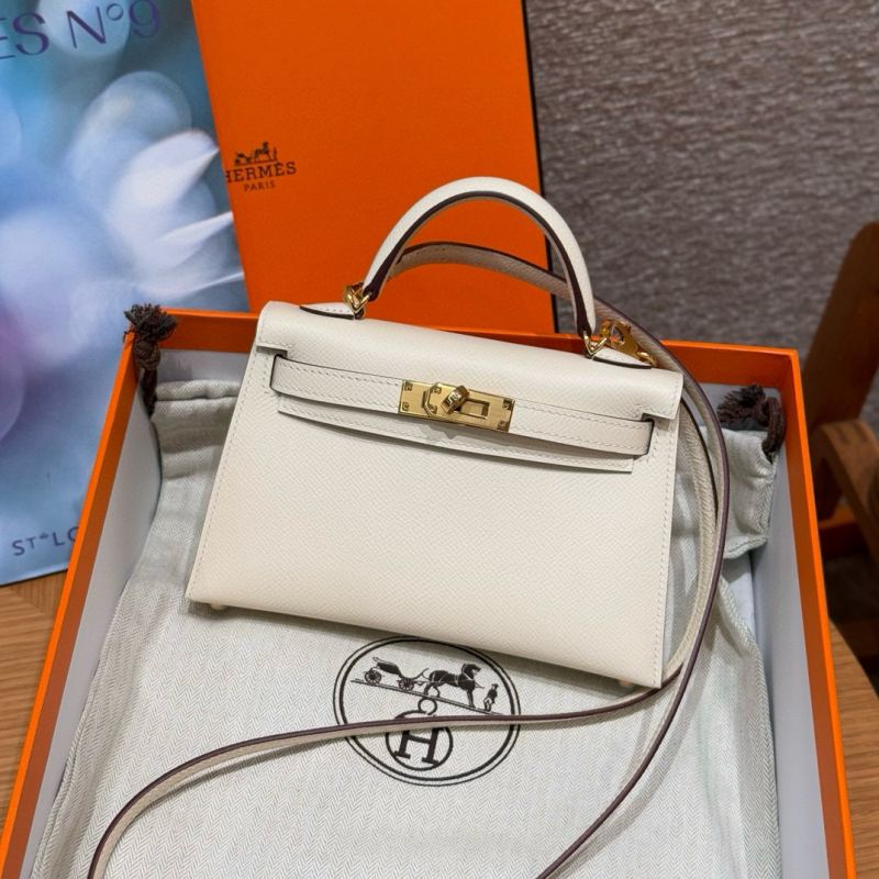 Hermes Mini Kelly in Epsom leather-Cream white