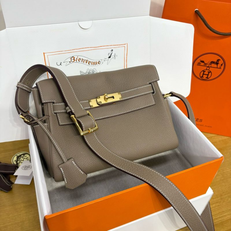 Hermes Kelly Messenger PM in Togo Leather-Etoupe