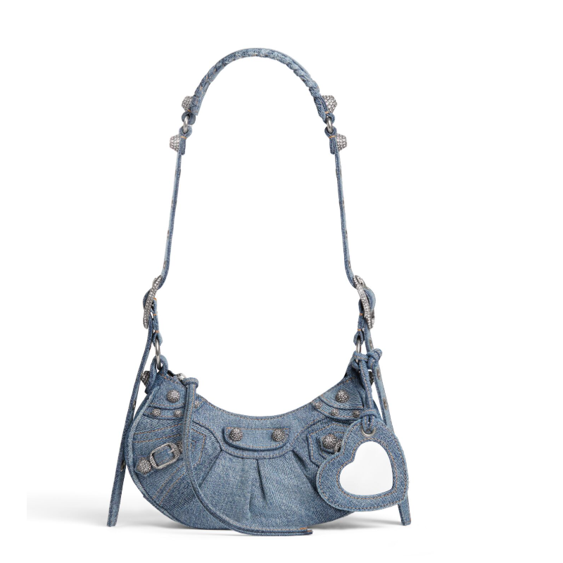 Balenciaga Le Cagole Schultertasche XS-Mit Strass in Blau