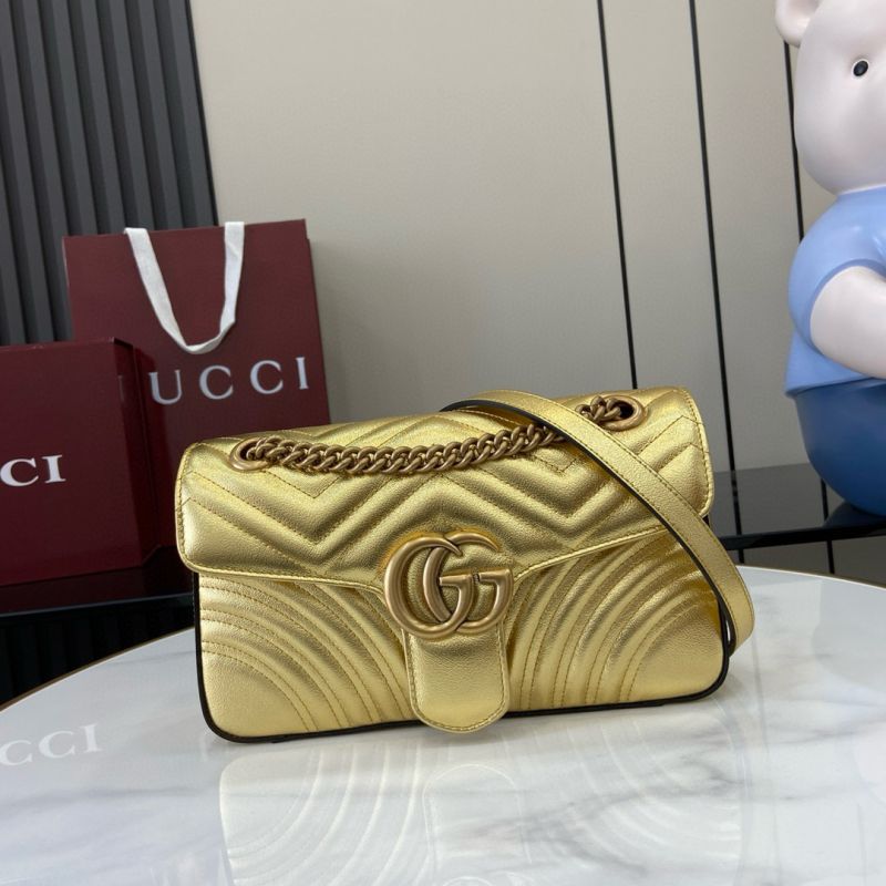 Gucci GG marmont Small Shoulder Bag- Gold leather 