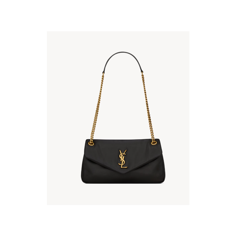 Saint Laurent Calypso Small in Plunged Lambskin-Black