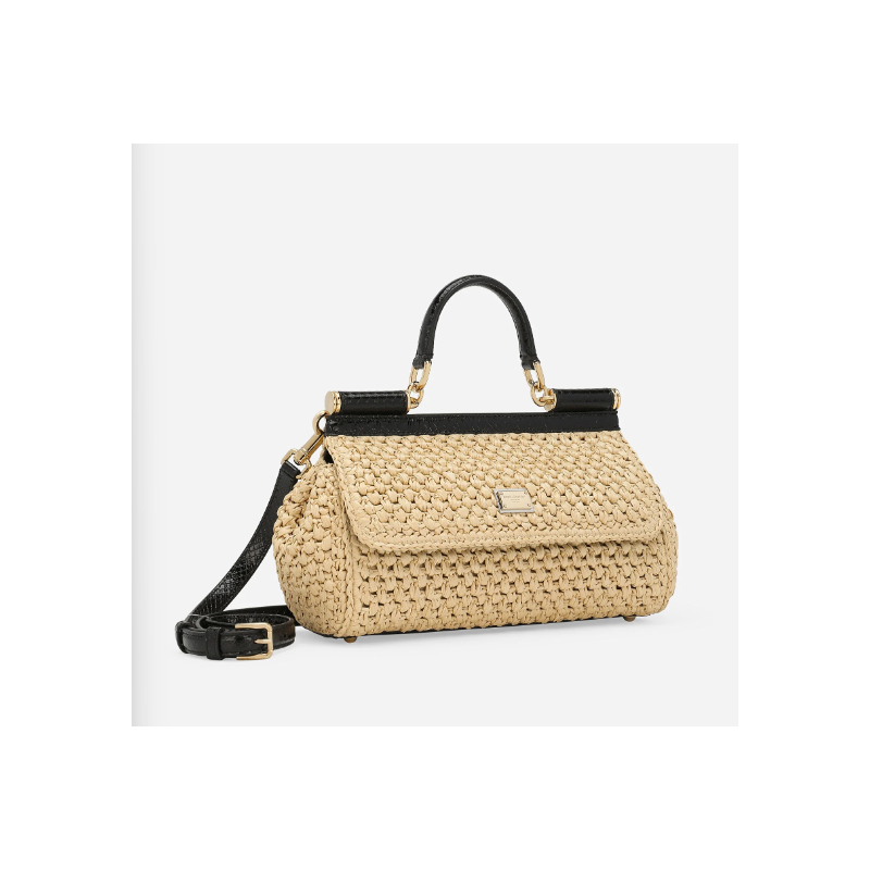 Dolce Gabbana Sicily handbag in Raffia and Python
