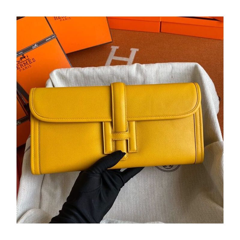 Hermes Jige Elan Clutch in Swift Leather 