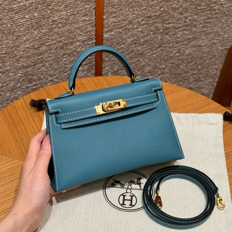 Hermes Mini Kelly in Epsom leather-Blue jean